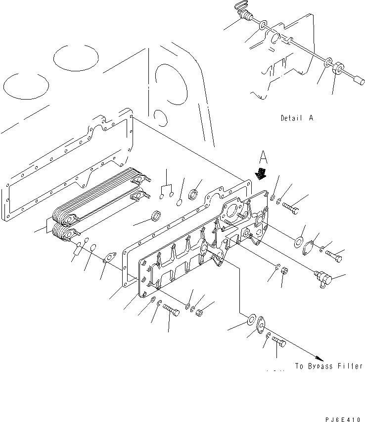 Схема запчастей Komatsu S6D155-4-R - СИСТЕМА СМАЗКИ МАСЛООХЛАДИТЕЛЬ(№-) СИСТЕМА СМАЗКИ МАСЛ. СИСТЕМА