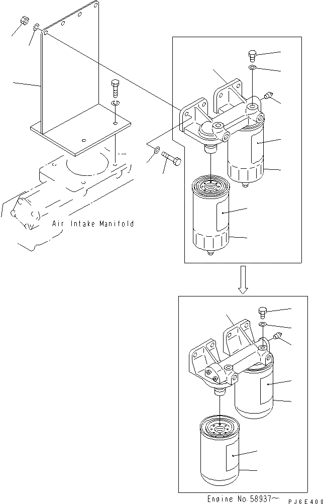 Схема запчастей Komatsu S6D155-4-R - ТОПЛИВН. FITLER(№-) ТОПЛИВН. СИСТЕМА