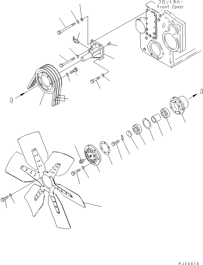Схема запчастей Komatsu S6D170-1D - ВЕНТИЛЯТОР ОХЛАЖДЕНИЯ И КРЕПЛЕНИЕ СИСТЕМА ОХЛАЖДЕНИЯ