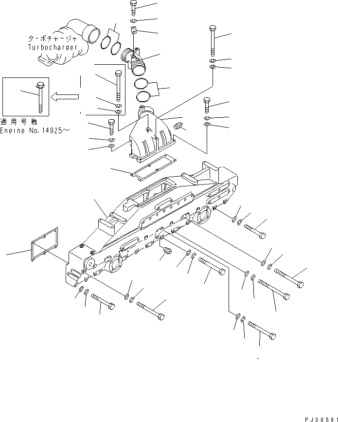 Схема запчастей Komatsu S6D170-1D-R - ТРУБОПРОВОД ВПУСКА ВОЗДУХА И СОЕДИН-Е ГОЛОВКА ЦИЛИНДРОВ