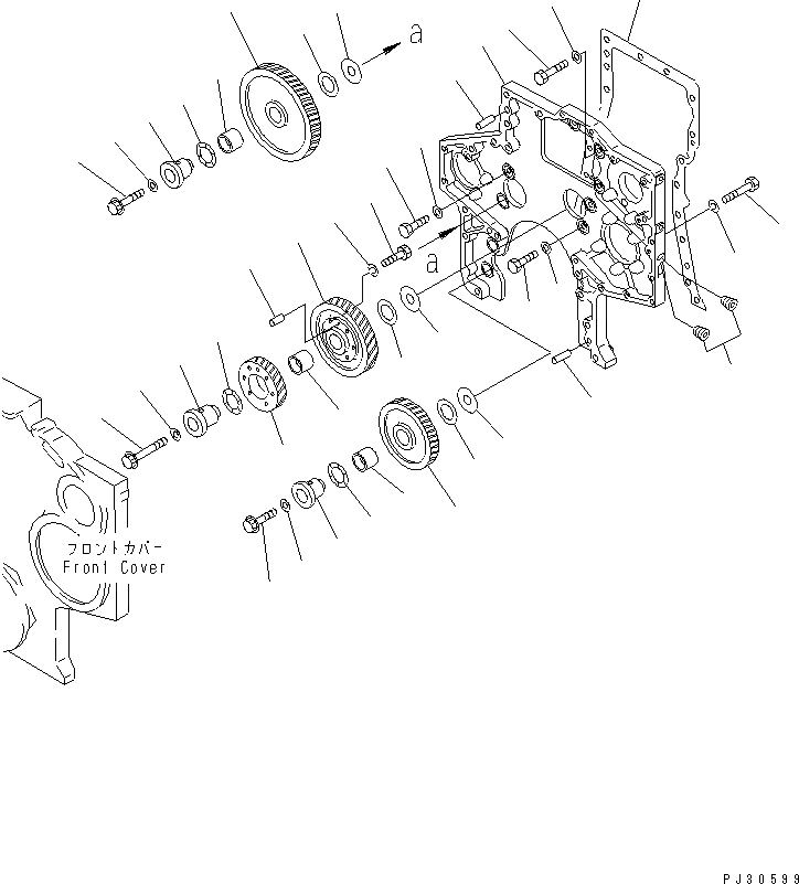 Схема запчастей Komatsu S6D170-1D - КОРПУС ШЕСТЕРЕНН. ПЕРЕДАЧИ И ПРИВОД БЛОК ЦИЛИНДРОВ