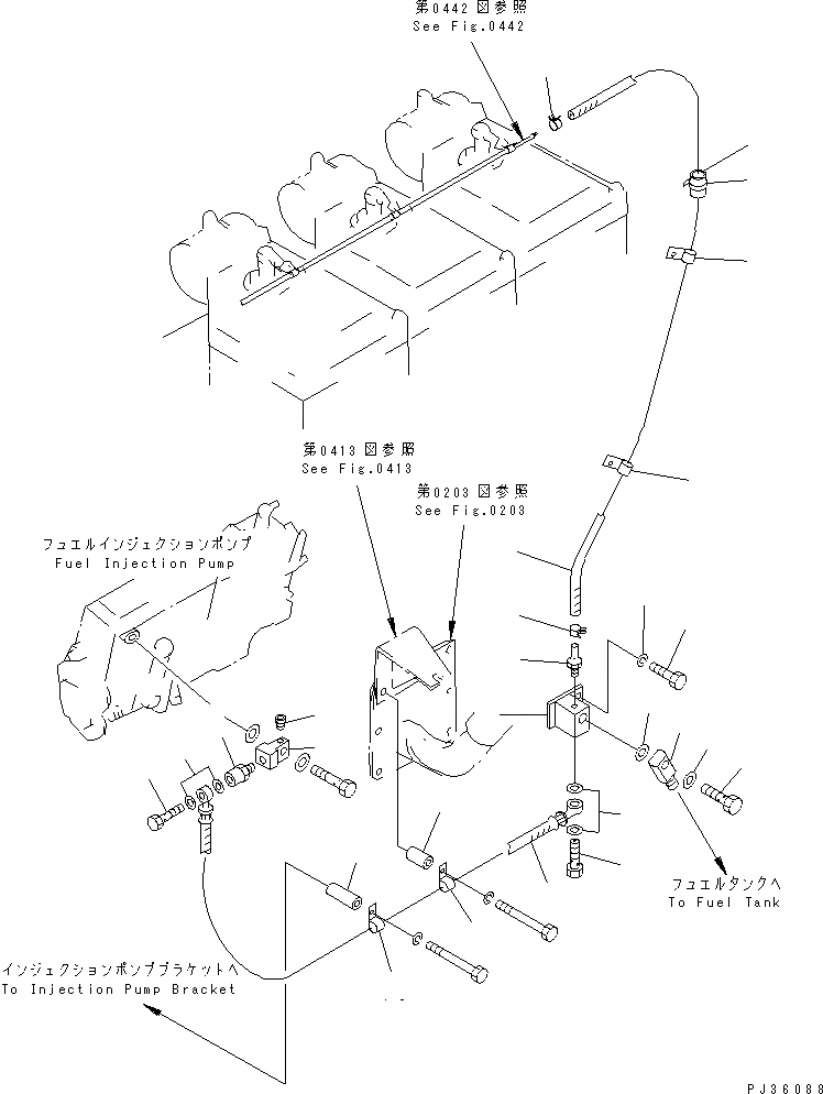 Схема запчастей Komatsu S6D170-1G - ВОЗВРАТ ТОПЛИВА ТРУБЫ ТОПЛИВН. СИСТЕМА