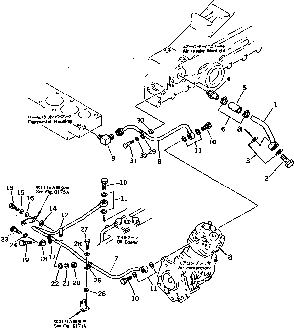 Схема запчастей Komatsu S6D170-1G - ЛИНИЯ КОМПРЕССОРА (/)(№-) АКСЕССУАРЫ