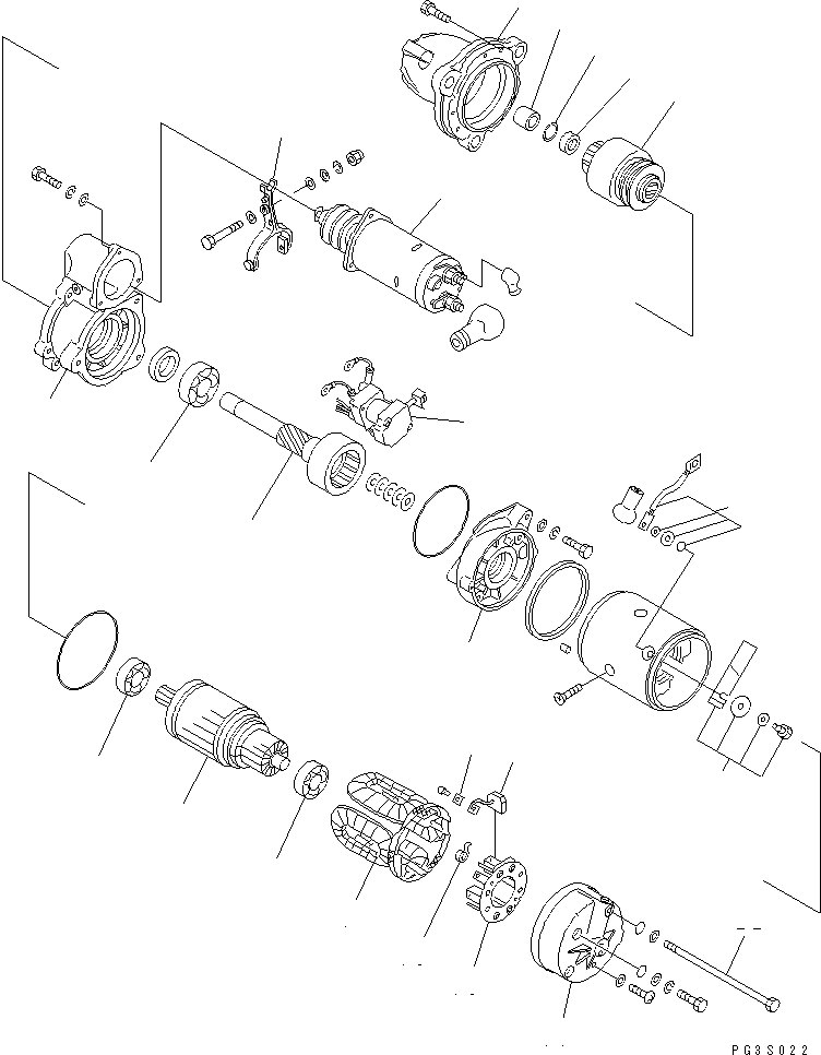 Схема запчастей Komatsu S6D170-1G-A - СТАРТЕР (7.KW) (ВНУТР. ЧАСТИ)(№7-) ДВИГАТЕЛЬ