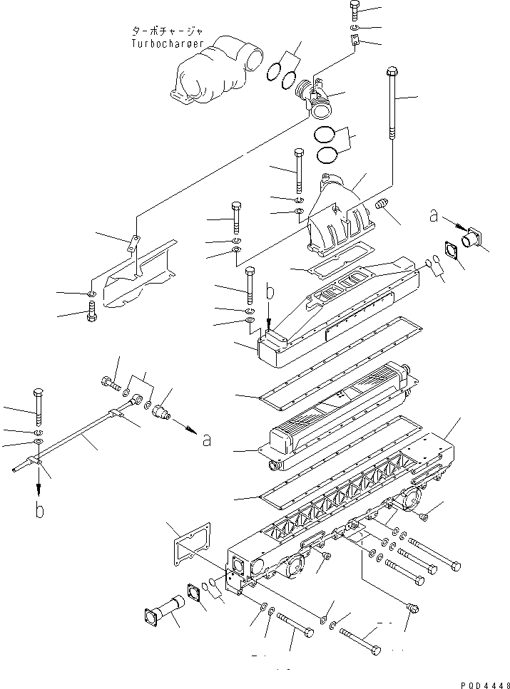 Схема запчастей Komatsu S6D170-1G-C - ТРУБОПРОВОД ВПУСКА ВОЗДУХА И ПОСЛЕОХЛАДИТЕЛЬ (СПЕЦ-Я ДЛЯ БОЛЬШИХ ВЫСОТ.)(№779-779) ДВИГАТЕЛЬ
