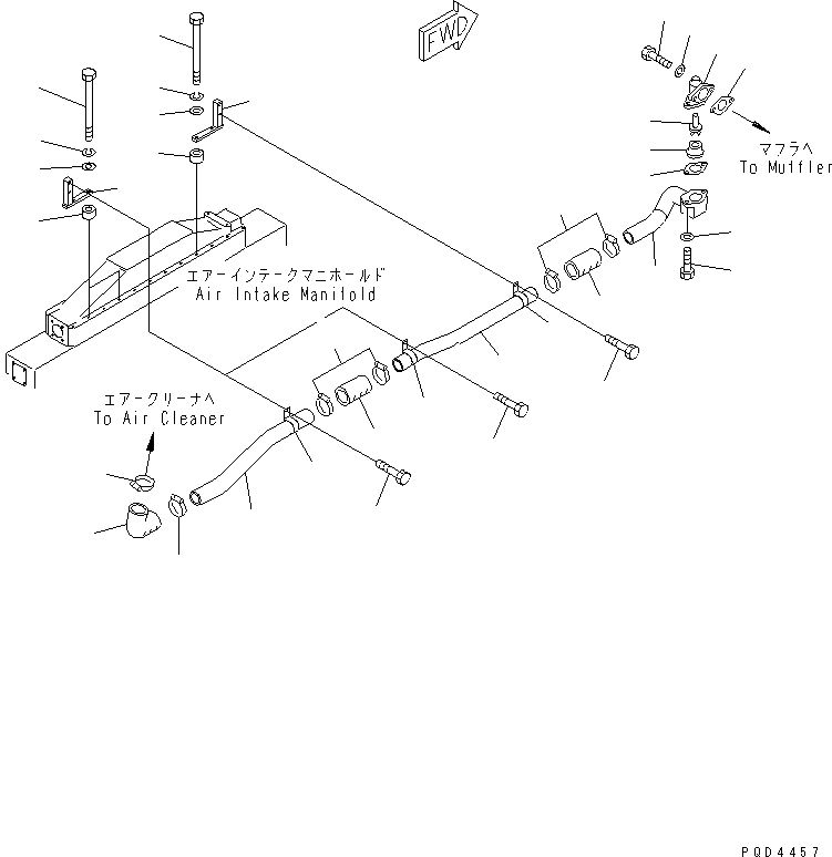 Схема запчастей Komatsu S6D170-1G-C - СИСТЕМА ТРУБ ГЛУШИТЕЛЯ (СПЕЦ-Я ДЛЯ БОЛЬШИХ ВЫСОТ.)(№779-) ДВИГАТЕЛЬ