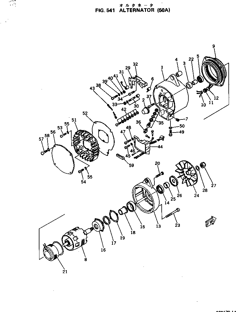Схема запчастей Komatsu S6D170-1A - ГЕНЕРАТОР (A) ОХЛАЖД-Е И ЭЛЕКТРИКА