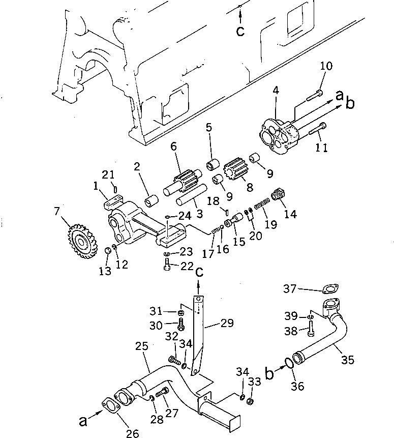 Схема запчастей Komatsu S6D170-1G-R - СМАЗЫВ. НАСОС И ВСАСЫВ. PIPE СИСТЕМА СМАЗКИ МАСЛ. СИСТЕМА