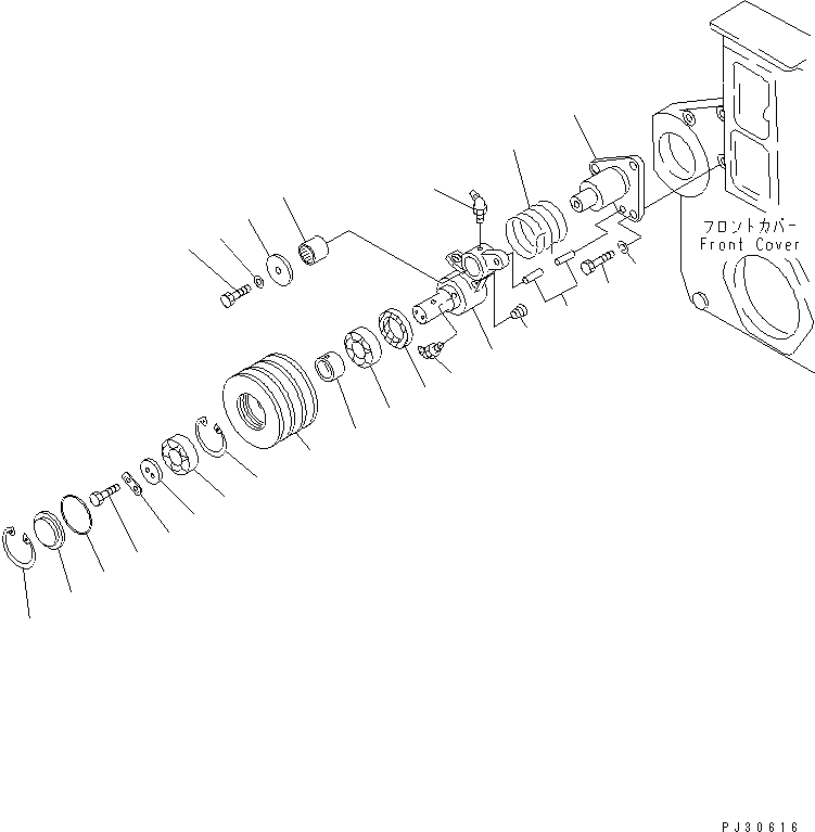 Схема запчастей Komatsu S6D170-1G-R - НАТЯЖНОЙ РОЛИК(№9-8) СИСТЕМА ОХЛАЖДЕНИЯ