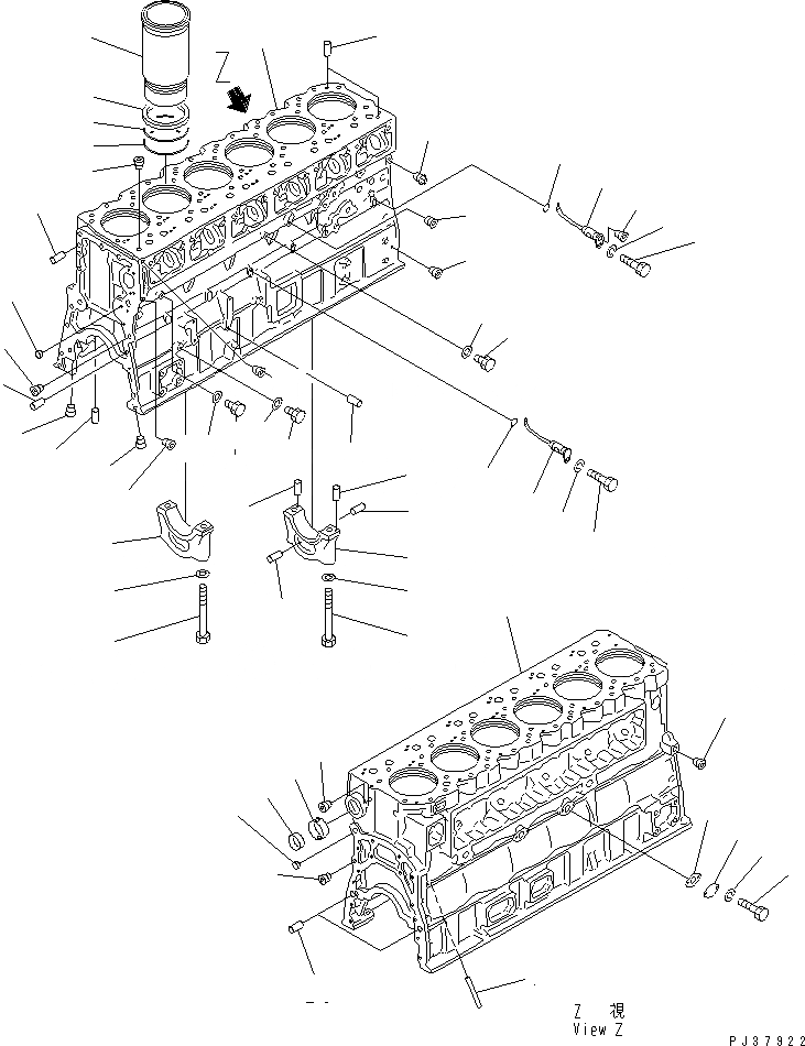 Схема запчастей Komatsu S6D170-1L-6W - БЛОК ЦИЛИНДРОВ(№7-9) ДВИГАТЕЛЬ