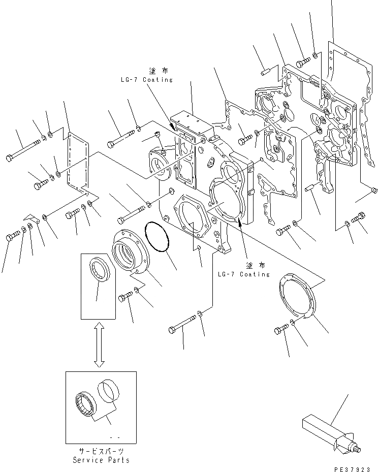 Схема запчастей Komatsu S6D170-1L-6W - КОРПУС ШЕСТЕРЕНН. ПЕРЕДАЧИ И ПЕРЕДН. КРЫШКА(МЕХАНИЧЕСКИЙ НАСОС СПЕЦ-Я.)(№7-7) ДВИГАТЕЛЬ