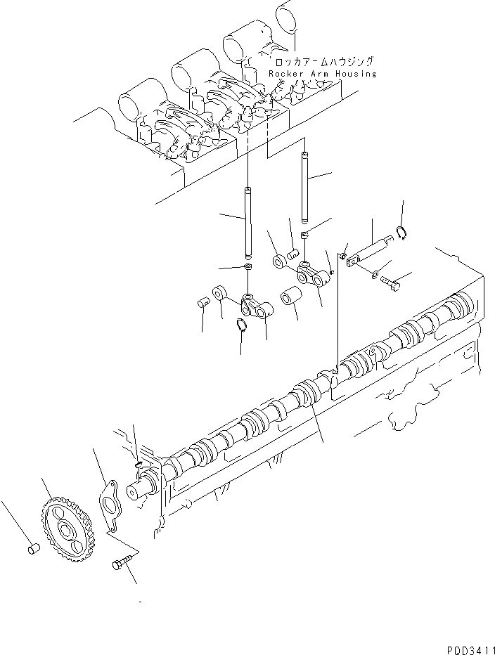 Схема запчастей Komatsu S6D170-1L-6W - РАСПРЕДВАЛ И ТОЛКАТЕЛЬ КЛАПАНА(№77-9) ДВИГАТЕЛЬ