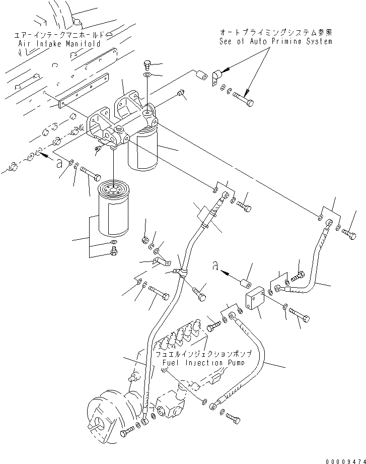 Схема запчастей Komatsu S6D170-1L-6D - ТОПЛИВН. ФИЛЬТР. И ТОПЛИВОПРОВОД. (МОРОЗОУСТОЙЧИВ. СПЕЦИФИКАЦИЯ) (ДЛЯ D275A-2)(№9-) ДВИГАТЕЛЬ