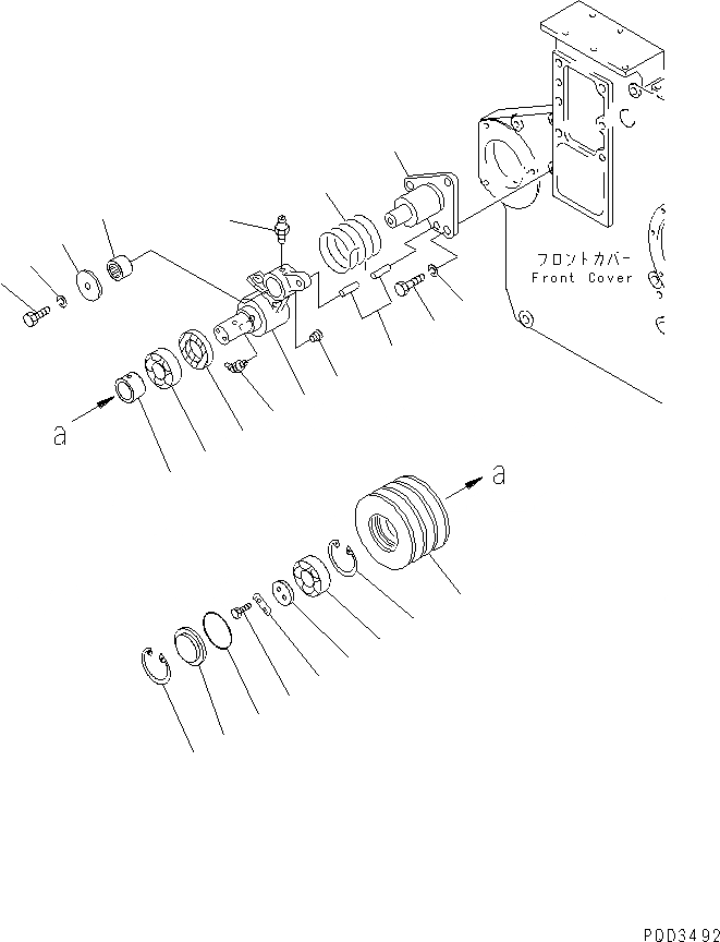 Схема запчастей Komatsu S6D170-1G-6A - НАТЯЖНОЙ РОЛИК(№-8) ДВИГАТЕЛЬ