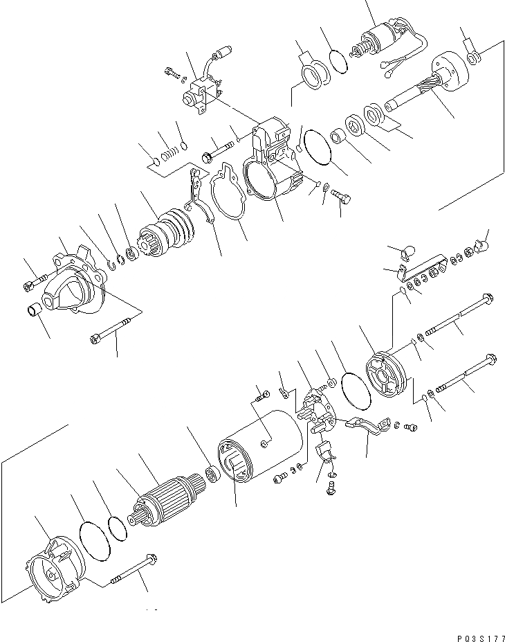 Схема запчастей Komatsu S6D170-1D-6W - СТАРТЕР (KW) (ВНУТР. ЧАСТИ) (МОРОЗОУСТОЙЧИВ. СПЕЦИФИКАЦИЯ)(№7-) ДВИГАТЕЛЬ