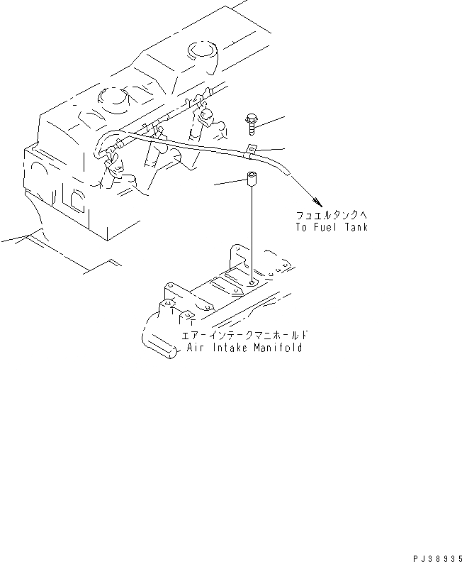 Схема запчастей Komatsu S6D95L-1MM - ВОЗВРАТ ТОПЛИВА ДВИГАТЕЛЬ