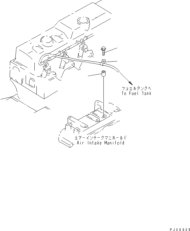 Схема запчастей Komatsu S6D95L-1MM-C - ВОЗВРАТ ТОПЛИВА ДВИГАТЕЛЬ