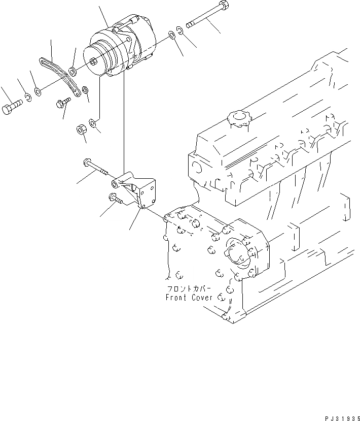 Схема запчастей Komatsu S6D95L-1C - ГЕНЕРАТОР И MOUTING (ДЛЯ НЕ ЗАКАЛЕНН. ШКИВ)(№78-) ЭЛЕКТРИКА