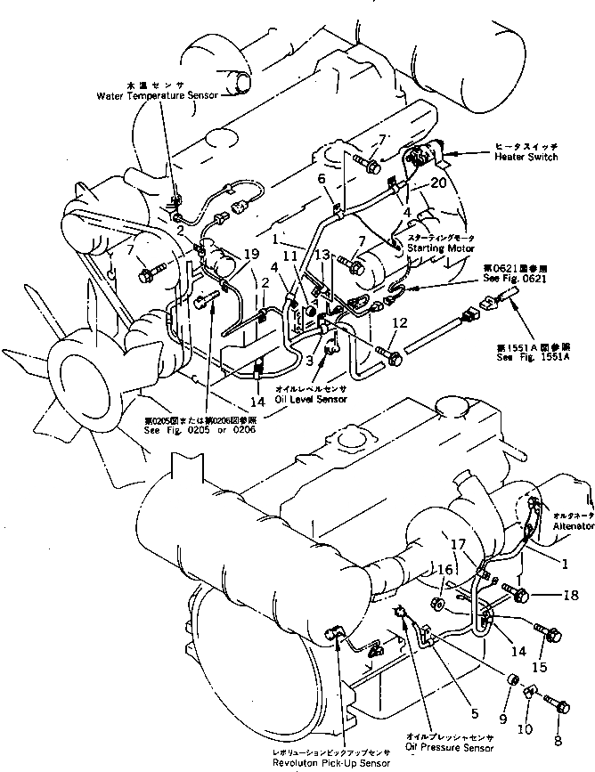 Схема запчастей Komatsu S6D95L-1KK-1 - ЭЛЕКТР. ЭЛЕКТРОПРОВОДКА ЭЛЕКТРИКА