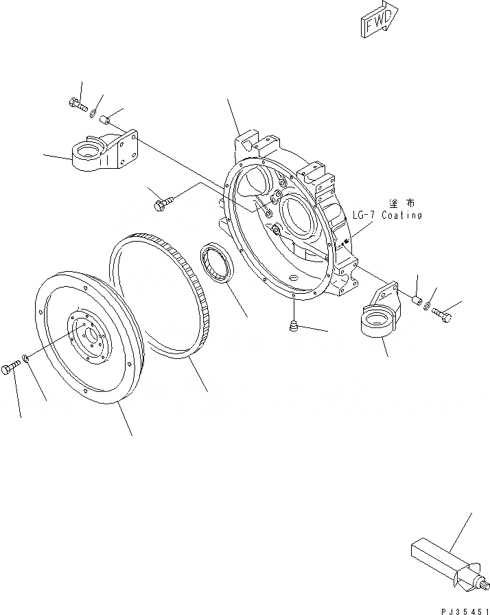 Схема запчастей Komatsu S6D95L-1D - МАХОВИК И КАРТЕР МАХОВИКА(№-) БЛОК ЦИЛИНДРОВ