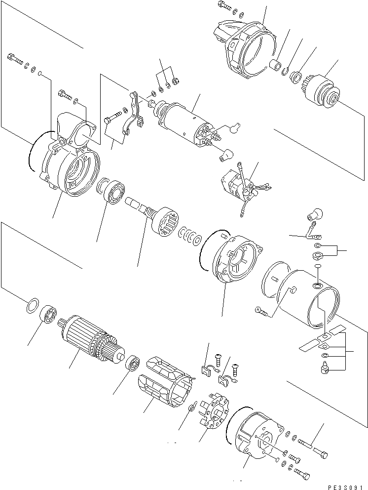 Схема запчастей Komatsu S6D95L-1U - СТАРТЕР (.KW) ЭЛЕКТРИКА