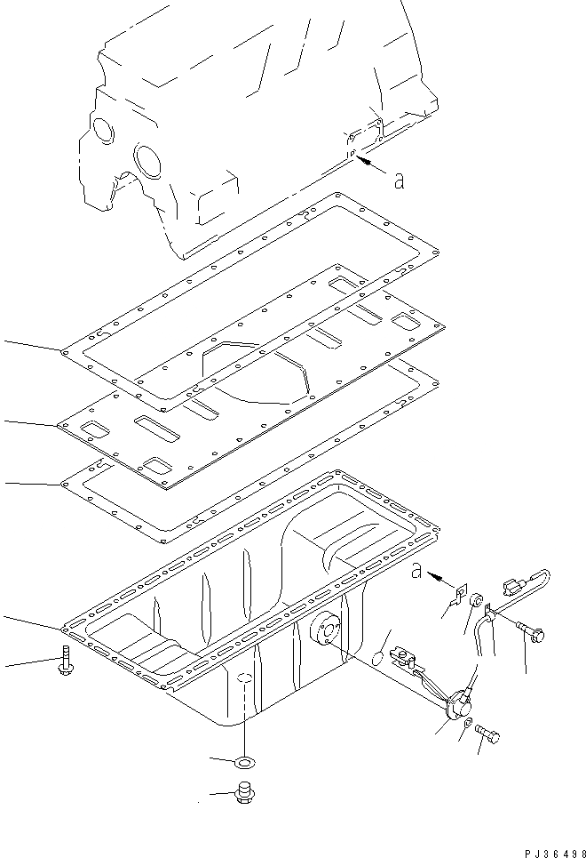 Схема запчастей Komatsu S6D95L-1GG - МАСЛЯНЫЙ ПОДДОН БЛОК ЦИЛИНДРОВ