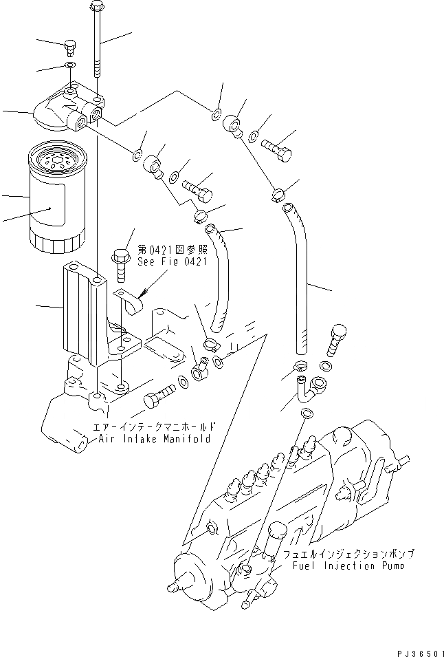 Схема запчастей Komatsu S6D95L-1GG - ТОПЛИВН. ФИЛЬТР. И ТРУБЫ ТОПЛИВН. СИСТЕМА