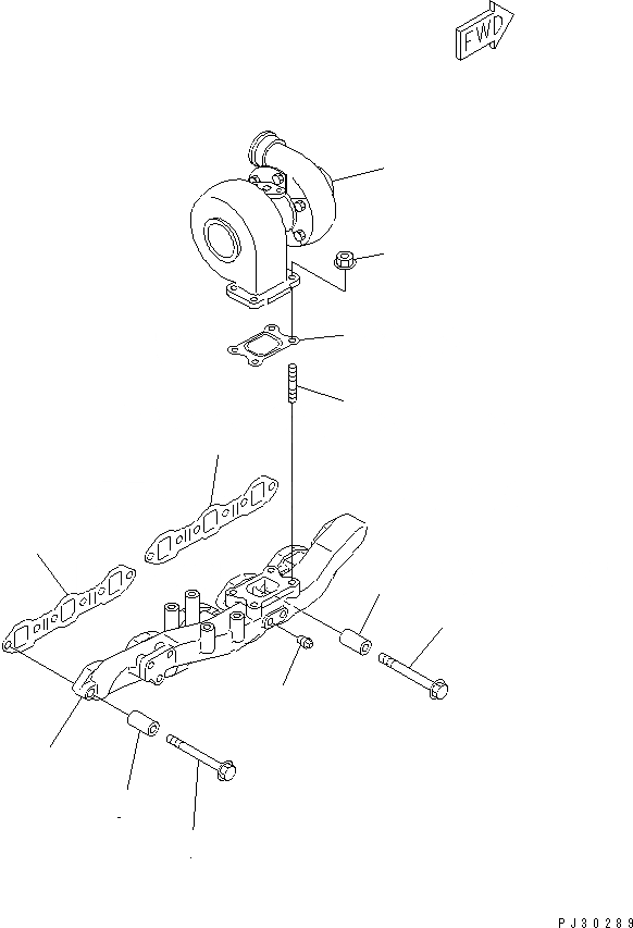 Схема запчастей Komatsu S6D95L-1D - ВЫПУСКНОЙ КОЛЛЕКТОР И ТУРБОНАГНЕТАТЕЛЬ ГОЛОВКА ЦИЛИНДРОВ