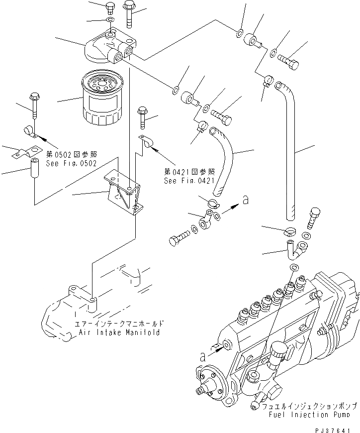 Схема запчастей Komatsu S6D95L-1JJ - ТОПЛИВН. ФИЛЬТР. И ТРУБЫ ТОПЛИВН. СИСТЕМА