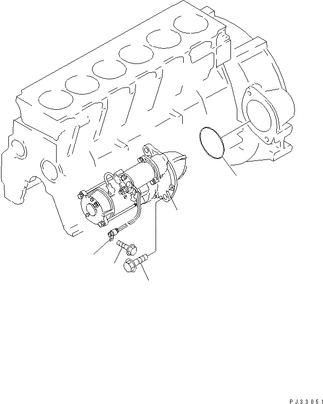 Схема запчастей Komatsu S6D95L-1Q - СТАРТЕР И КРЕПЛЕНИЕ (.KW) ЭЛЕКТРИКА