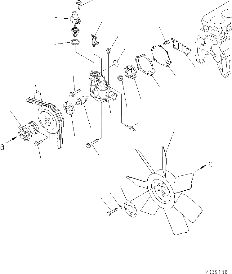 Схема запчастей Komatsu S6D95L-1W - ВОДЯНАЯ ПОМПА И ВЕНТИЛЯТОР ОХЛАЖДЕНИЯ (ДЛЯ A ГЕНЕРАТОР)(№8-) СИСТЕМА ОХЛАЖДЕНИЯ