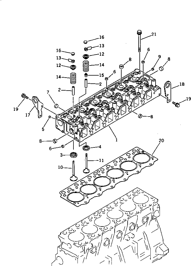 Схема запчастей Komatsu S6D95L-1GG - ГОЛОВКА ЦИЛИНДРОВ ГОЛОВКА ЦИЛИНДРОВ