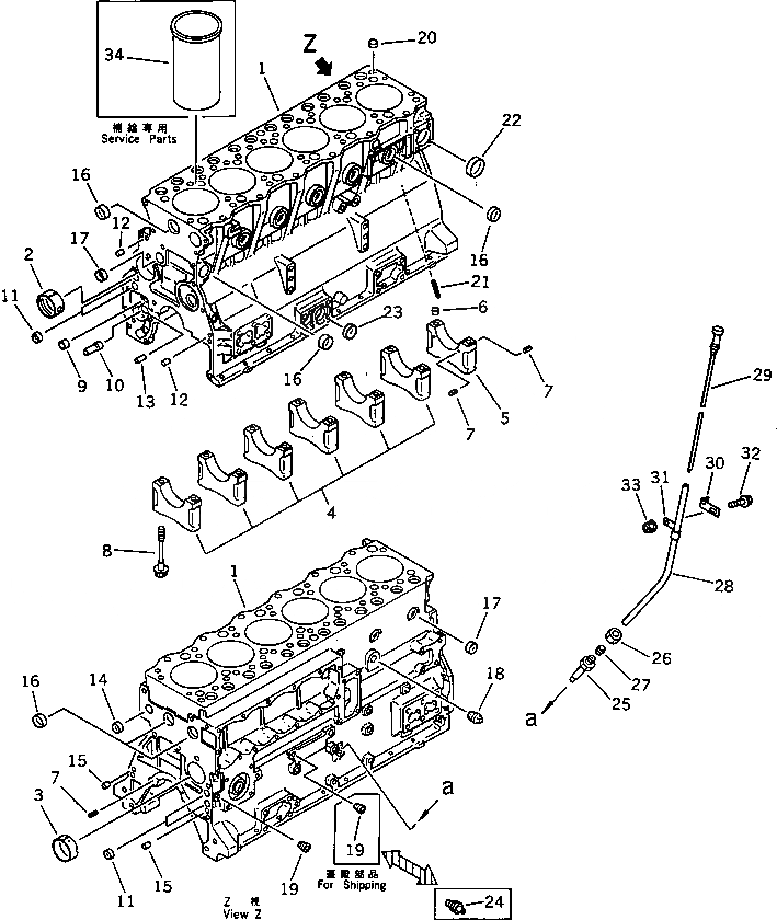 Схема запчастей Komatsu S6D95L-1GG - БЛОК ЦИЛИНДРОВ БЛОК ЦИЛИНДРОВ