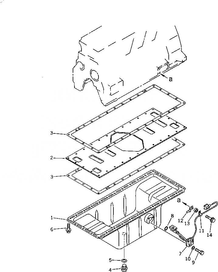 Схема запчастей Komatsu S6D95L-1GG - МАСЛЯНЫЙ ПОДДОН БЛОК ЦИЛИНДРОВ