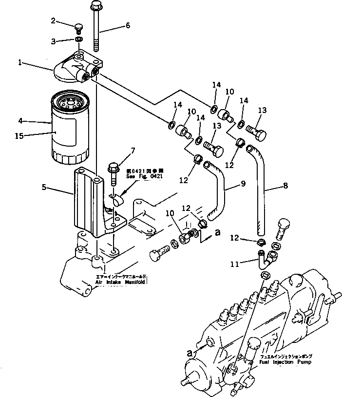 Схема запчастей Komatsu S6D95L-1GG - ТОПЛИВН. ФИЛЬТР. И ТРУБЫ ТОПЛИВН. СИСТЕМА