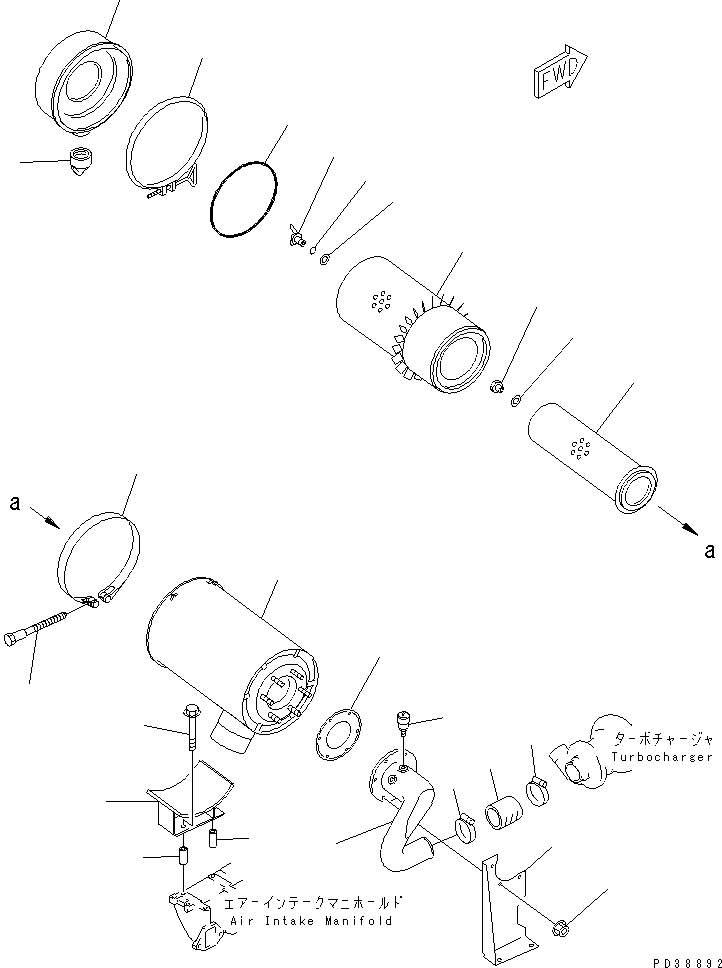 Схема запчастей Komatsu S6D95L-1PP - ВОЗДУХООЧИСТИТЕЛЬ ДВИГАТЕЛЬ