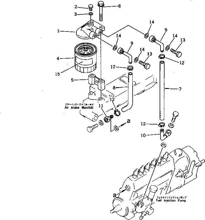 Схема запчастей Komatsu S6D95L-1B - ТОПЛИВН. ФИЛЬТР. И ТРУБЫ ТОПЛИВН. СИСТЕМА