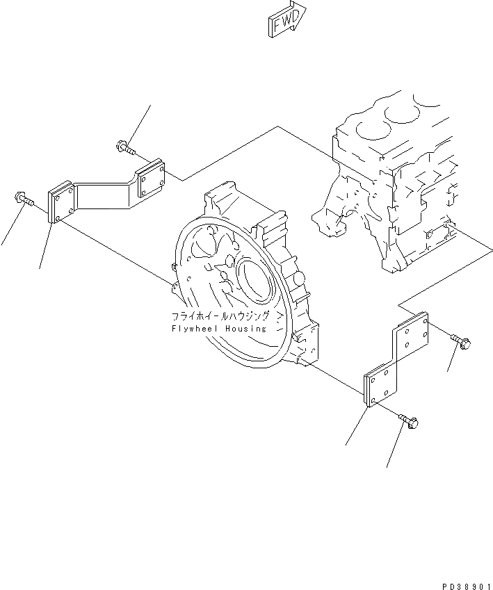 Схема запчастей Komatsu S6D95L-1PP-25 - БЛОК СУППОРТ ДВИГАТЕЛЬ