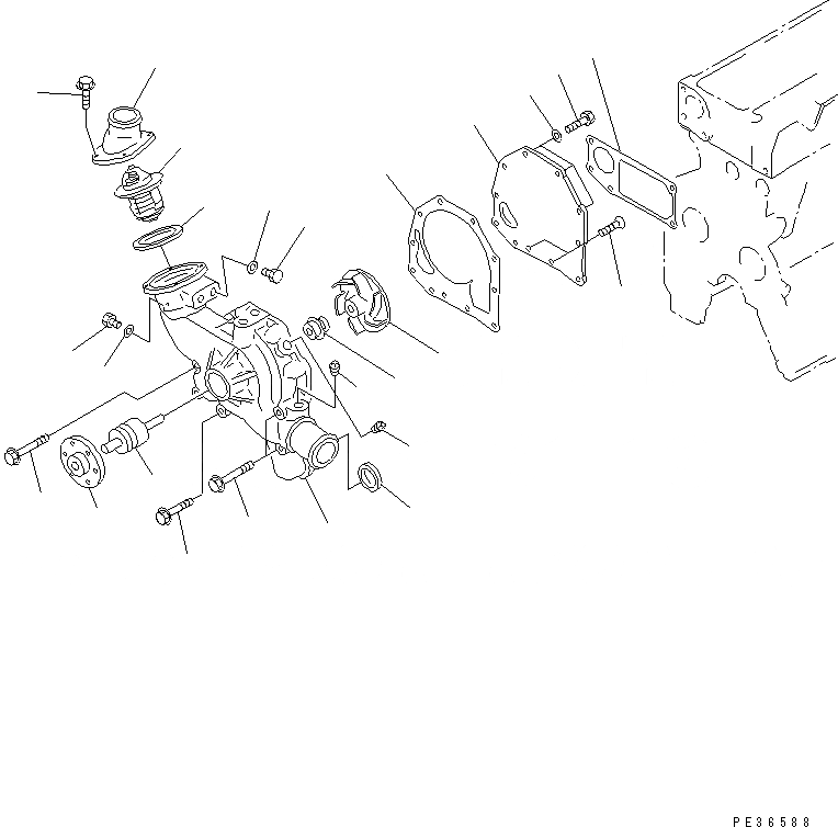 Схема запчастей Komatsu S6D95L-1PP-25 - ВОДЯНАЯ ПОМПА ДВИГАТЕЛЬ