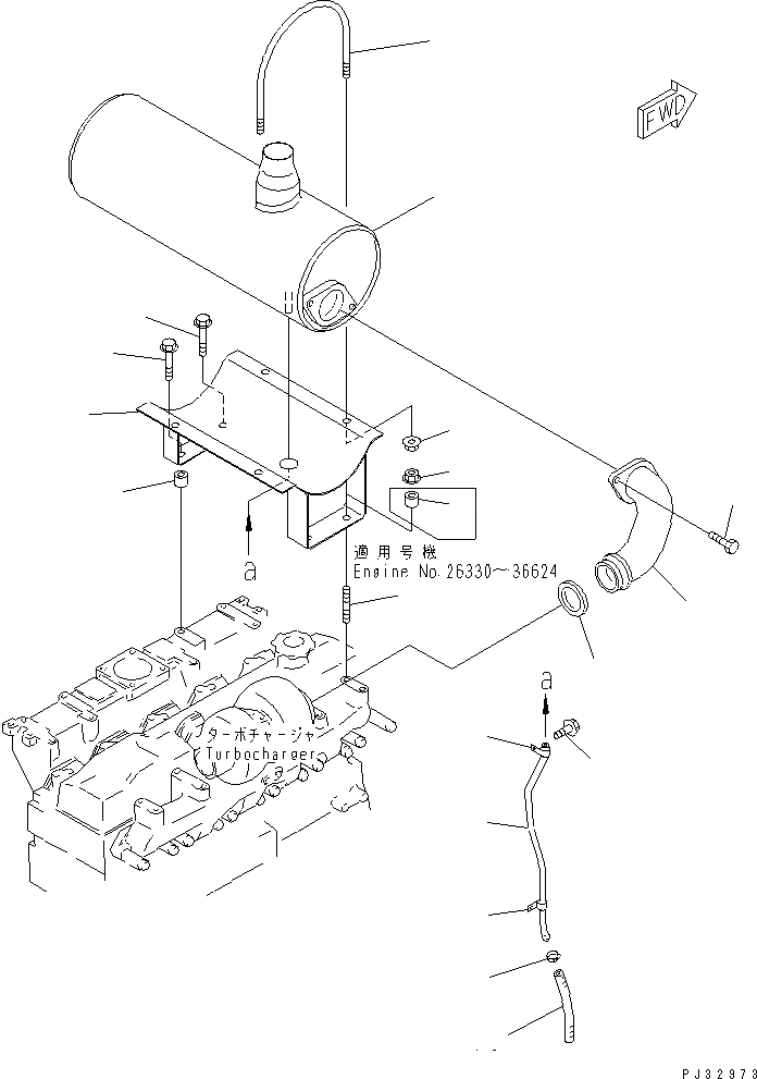 Схема запчастей Komatsu S6D95L-1M - ГЛУШИТЕЛЬ И КРЕПЛЕНИЕ(№-7) ГОЛОВКА ЦИЛИНДРОВ