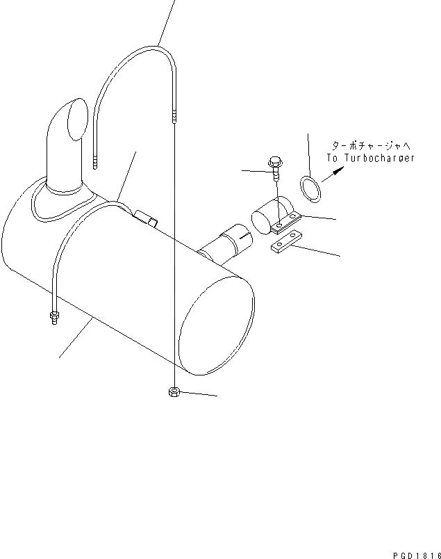 Схема запчастей Komatsu S6D95L-1SS - ГЛУШИТЕЛЬ (ОПЦИОНН) ДВИГАТЕЛЬ