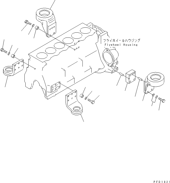 Схема запчастей Komatsu S6D95L-1SS - КРЕПЛЕНИЕ ДВИГАТЕЛЯ ДВИГАТЕЛЬ