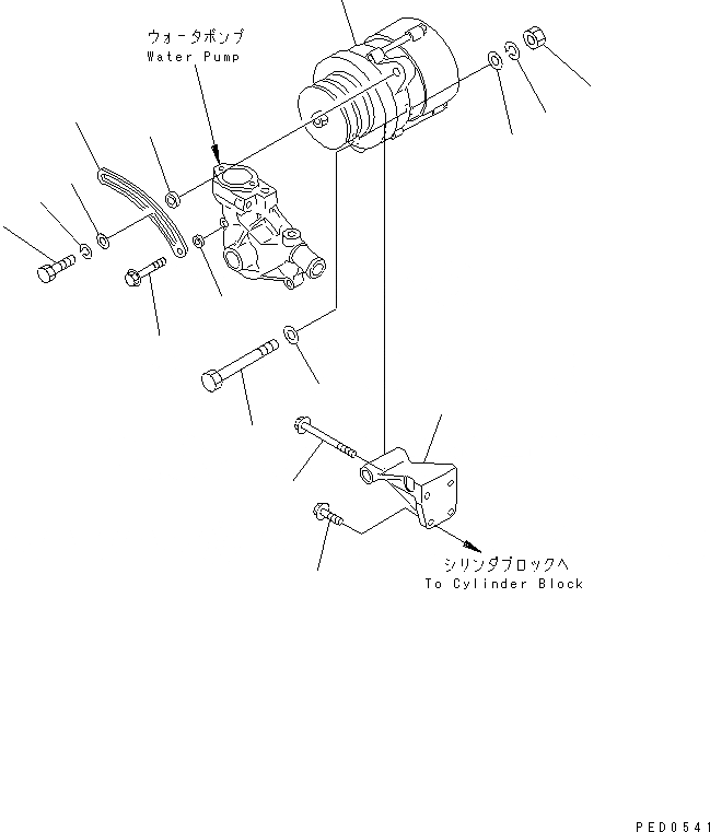 Схема запчастей Komatsu S6D95L-1SS - КРЕПЛЕНИЕ ГЕНЕРАТОРА (A) ДВИГАТЕЛЬ