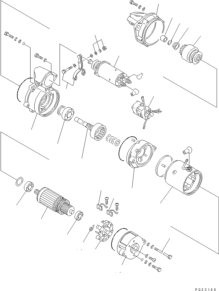 Схема запчастей Komatsu S6D95L-1SS - СТАРТЕР (.KW) (ВНУТР. ЧАСТИ) ДВИГАТЕЛЬ