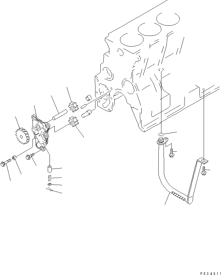 Схема запчастей Komatsu S6D95L-1B1 - СМАЗЫВ. НАСОС И ВСАСЫВ. PIPE СИСТЕМА СМАЗКИ МАСЛ. СИСТЕМА
