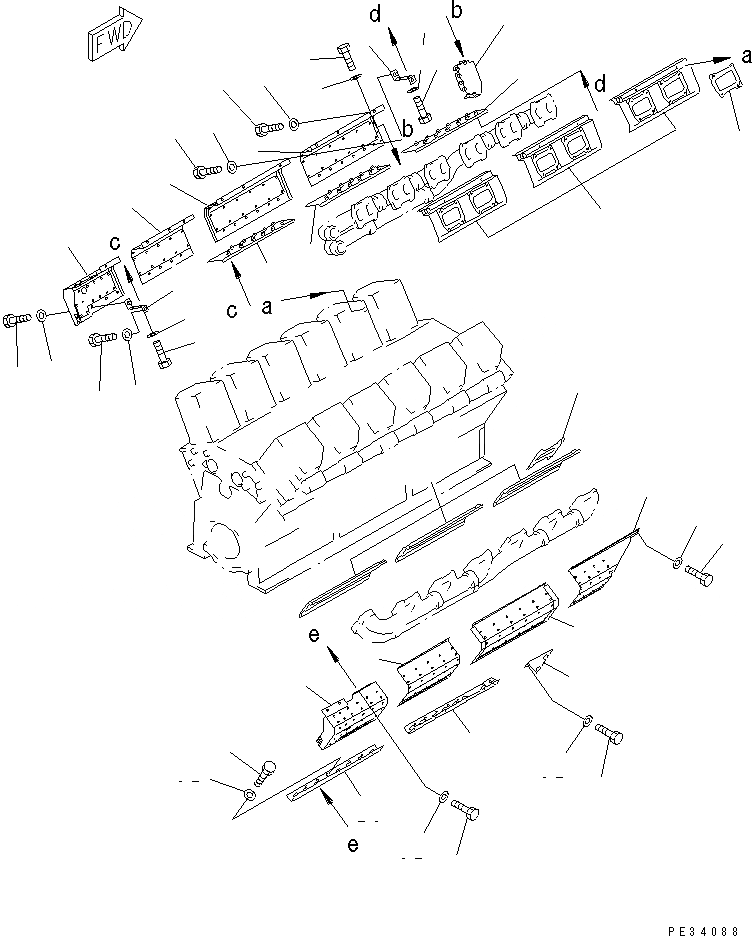 Схема запчастей Komatsu SA12V170-1D-E - ВЫПУСКНОЙ КОЛЛЕКТОР COVER(№97-7) ДВИГАТЕЛЬ