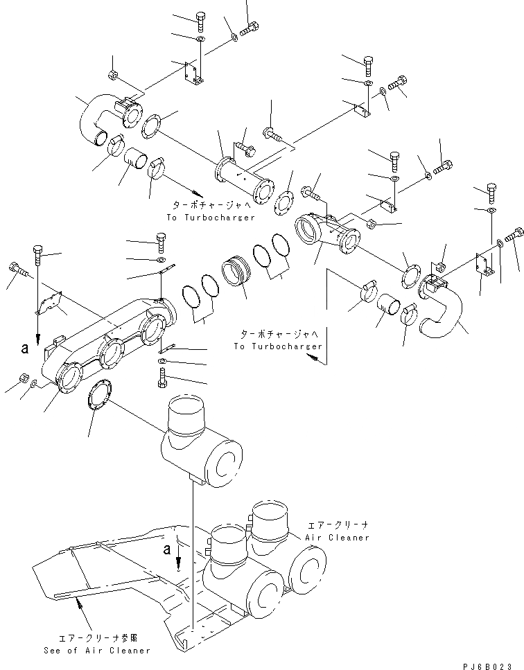 Схема запчастей Komatsu SA12V170E-2A - СОЕДИНЕНИЯ ВОЗДУХООЧИСТИТЕЛЯ(KP-A) ДВИГАТЕЛЬ