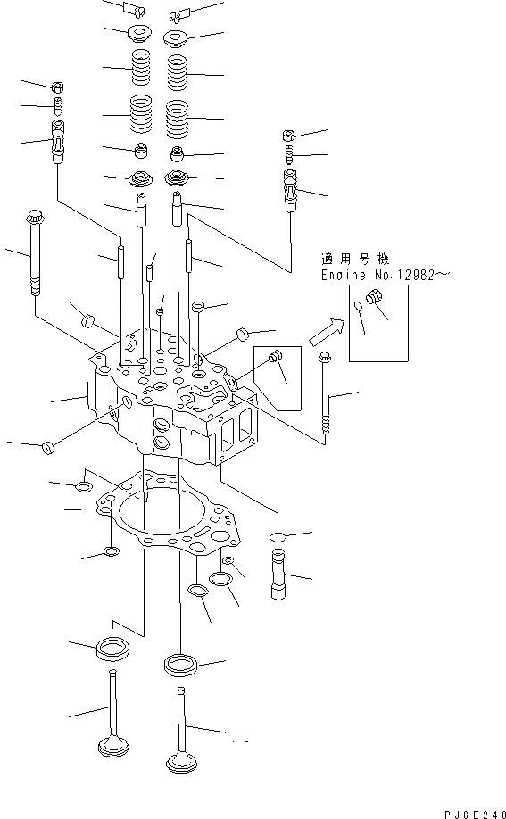 Схема запчастей Komatsu SA12V140-1C - ГОЛОВКА ЦИЛИНДРОВ(№99-) ГОЛОВКА ЦИЛИНДРОВ