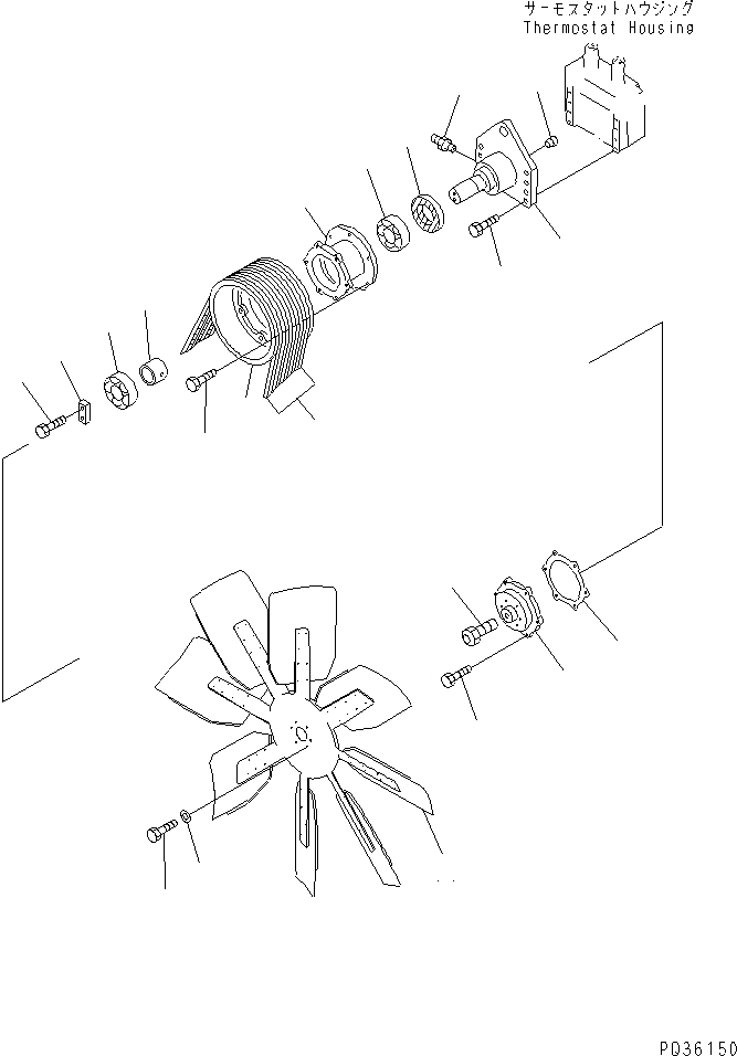 Схема запчастей Komatsu SA12V140-1C - ВЕНТИЛЯТОР ОХЛАЖДЕНИЯ И КРЕПЛЕНИЕ СИСТЕМА ОХЛАЖДЕНИЯ