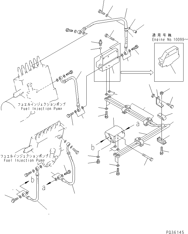 Схема запчастей Komatsu SA12V140-1D - ТОПЛИВОПРОВОД. (СПЕЦ-Я С МЕХАНИЧ. РЕГУЛИР.)(№-) ТОПЛИВН. СИСТЕМА